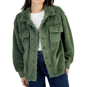 Crave Fame Sage Green Teddy Jacket